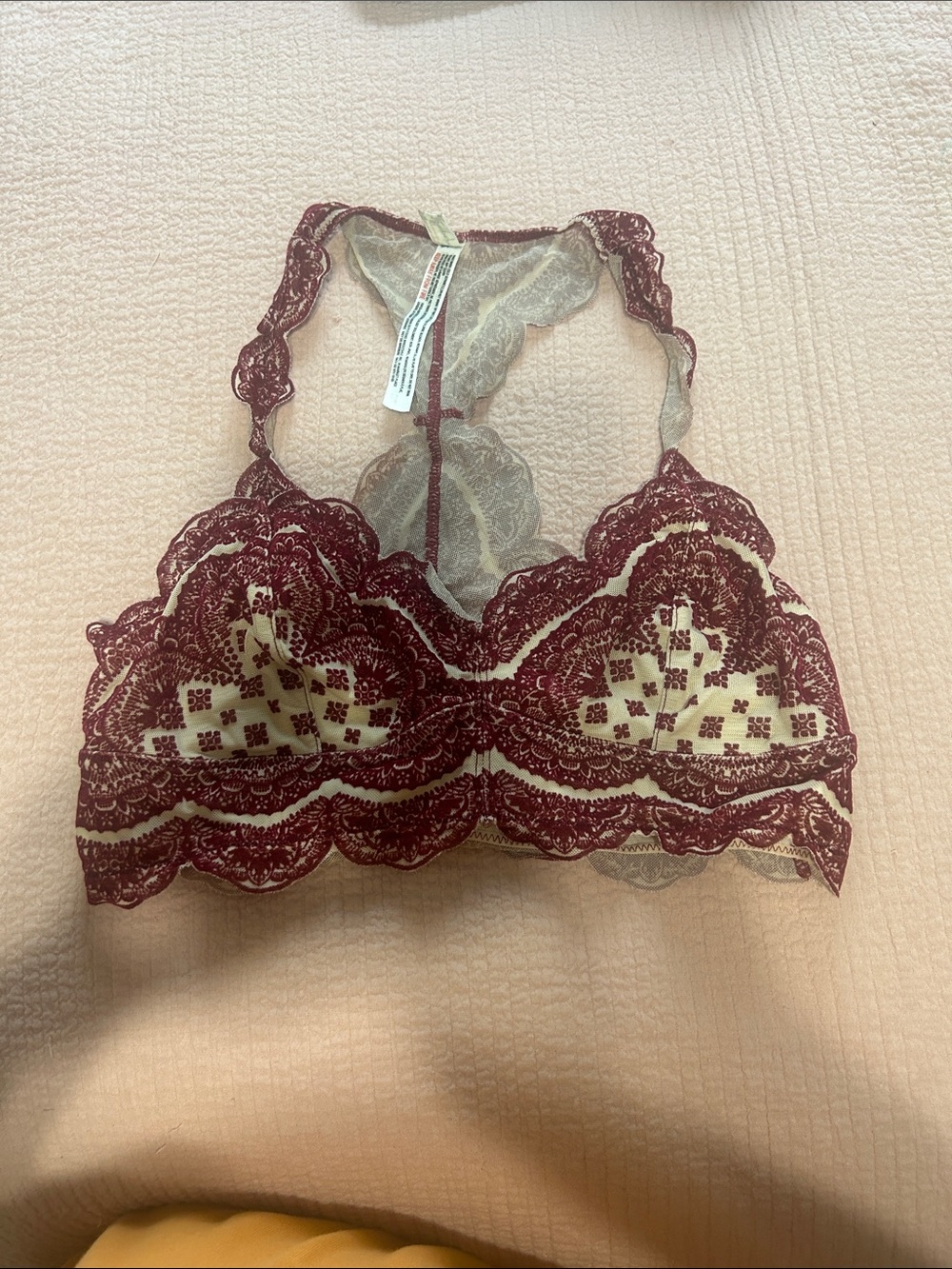 Free people Lace Racerback Bralette in Burgundy Cream